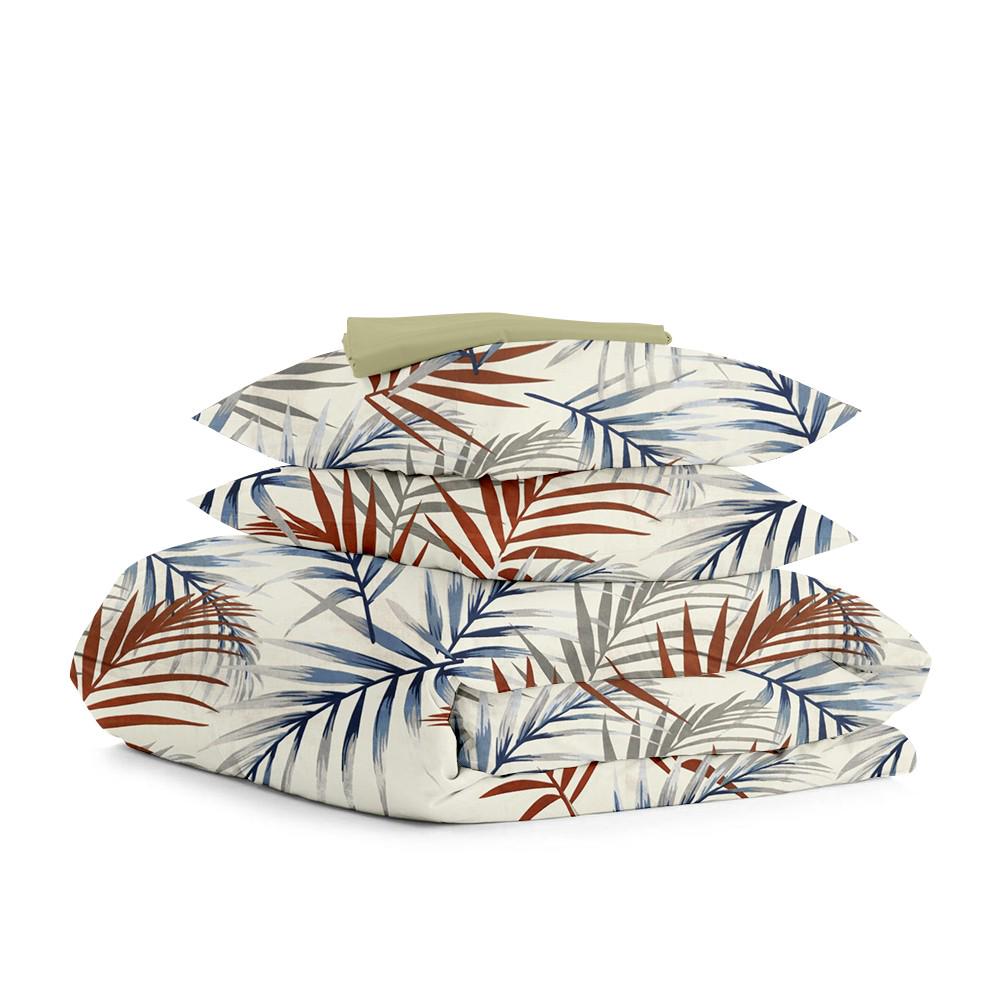 Комплект постельного белья FOLIAGE COLOR MILK OLIVE двуспальный на резинке (4822052080030)