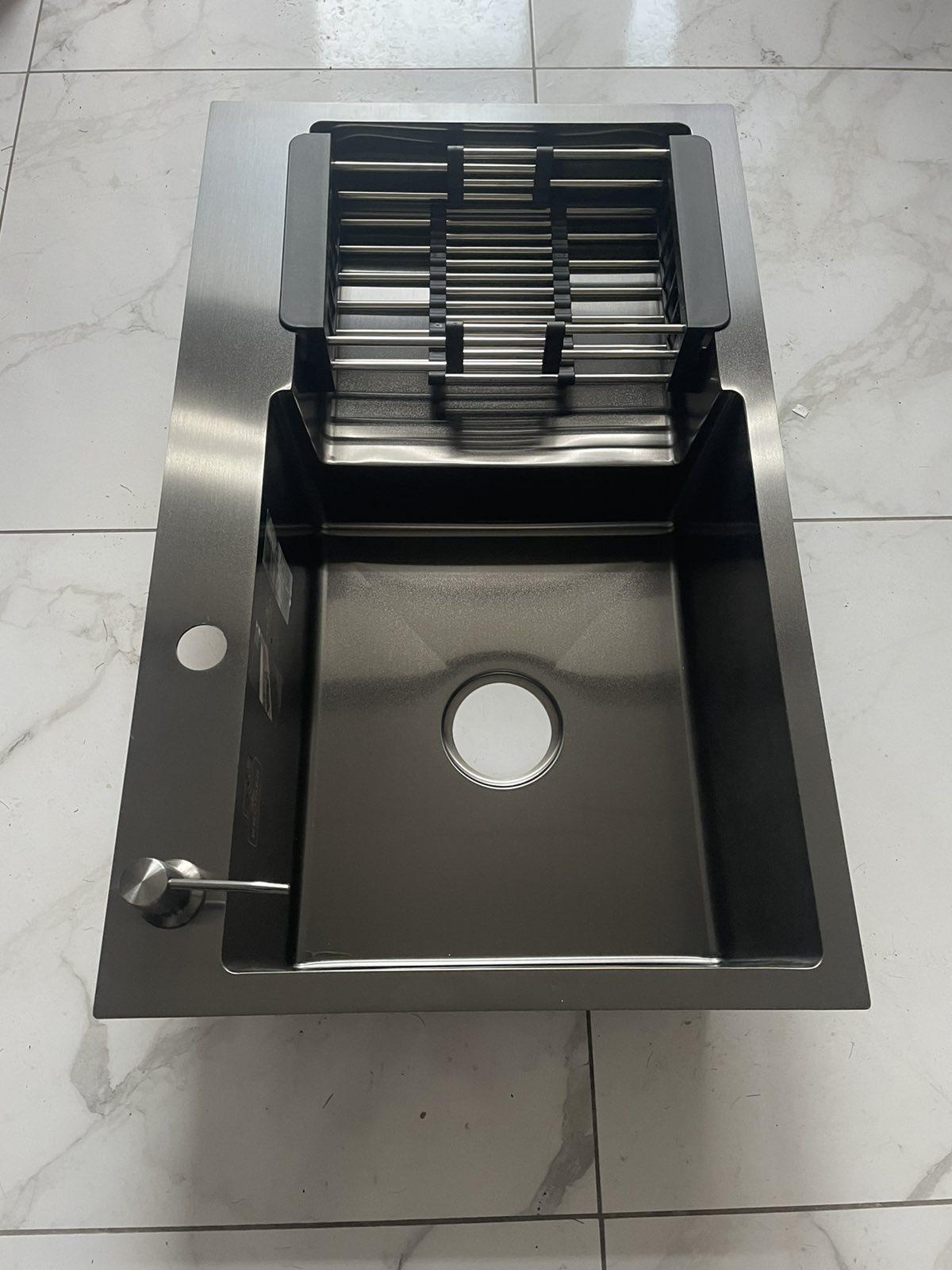 Мойка кухонная Kroner 7848LHM левая/смеситель для кухни с подключением к фильтру KRP Graz-GRP03815 - фото 6