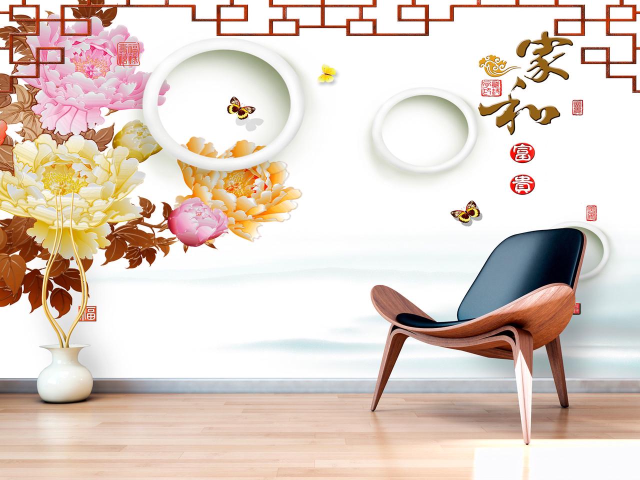 Фотошпалери 3D квіткові флізелінові для спальні/зали/кухні Квіти на білому тлі