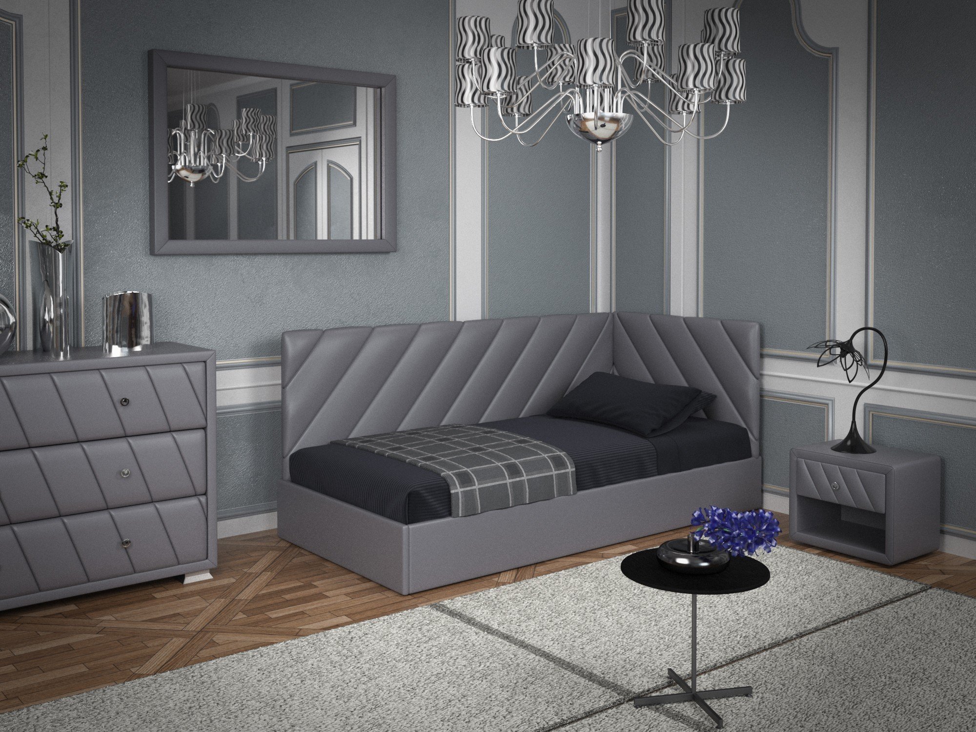 Ліжко-диван BNB SheridanDesign з підйомним механізмом каркас дерево 80x200 см Сірий (r2_sent_382) - фото 2 Ліжко-диван BNB SheridanDesign з підйомним механізмом каркас дерево 80x200 см Сірий (r2_sent_382) - фото 2