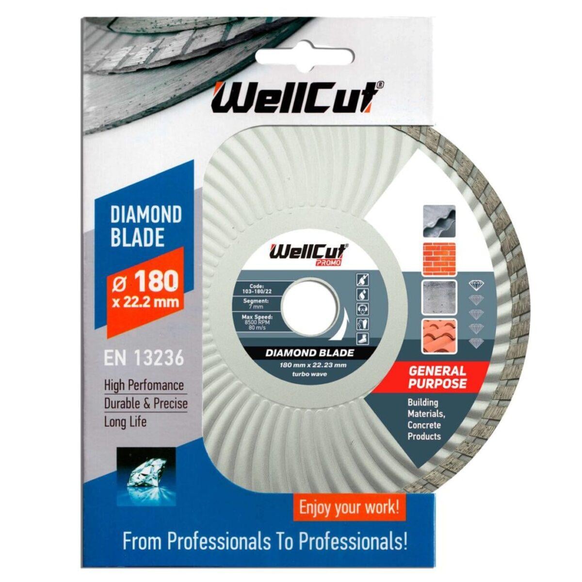 Алмазний диск турбохвиля WellCut Standard 180 мм 7х22,23 мм (435558)