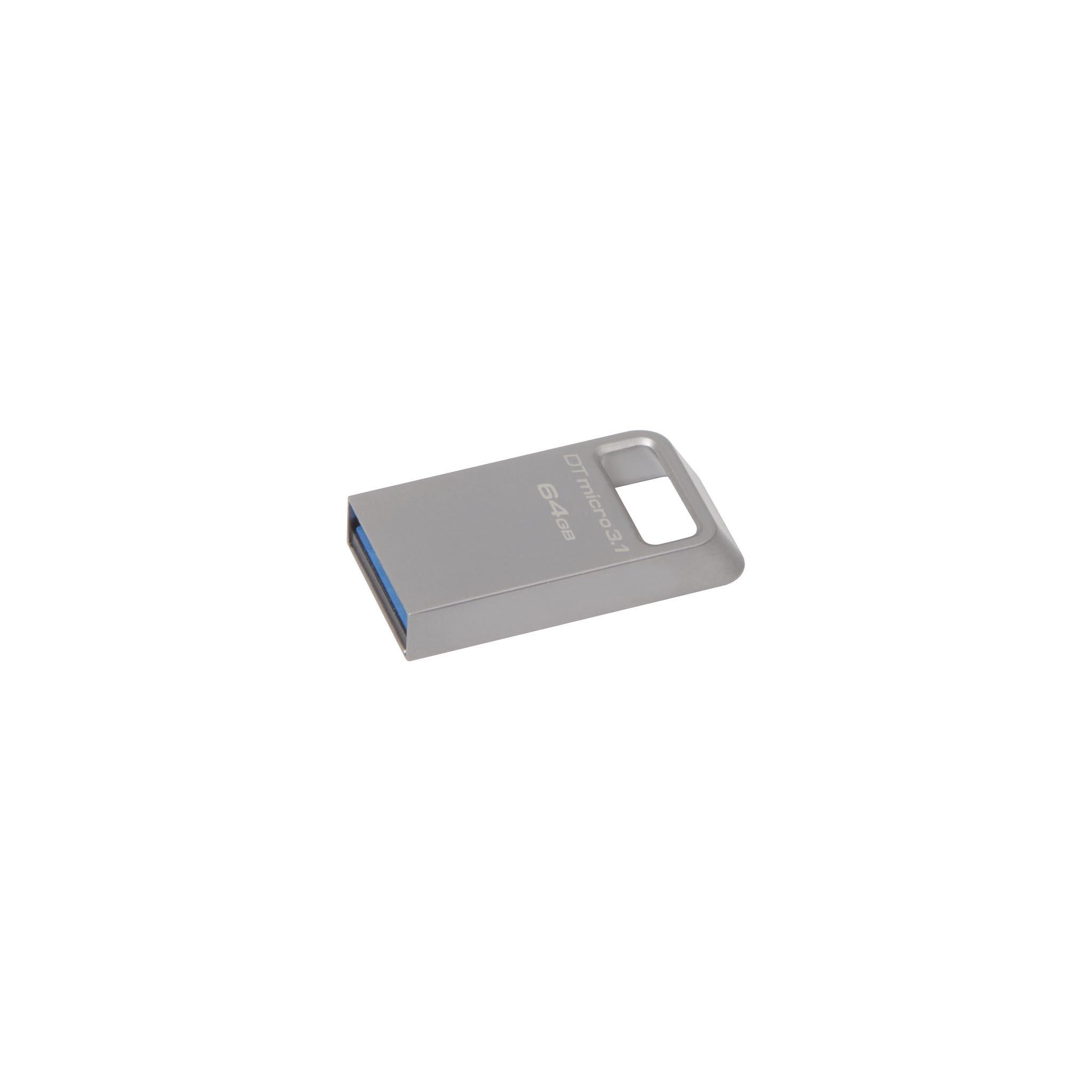 Флэш-память USB Kingston 3.2 Type-A Gen1 DT Micro R200MB/s 64 GB Metal (DTMC3G2/64GB) - фото 1