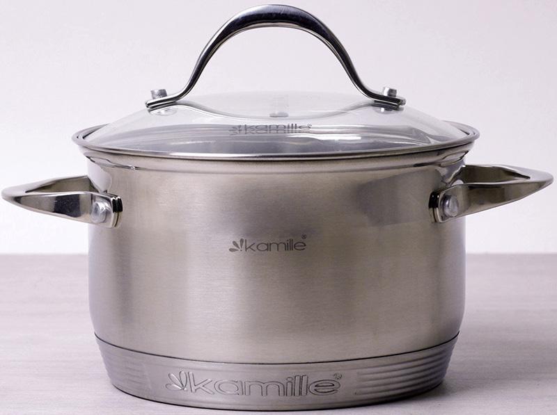 Каструля Kamille Mystery зі скляною кришкою 7-шарове дно 6,5 л