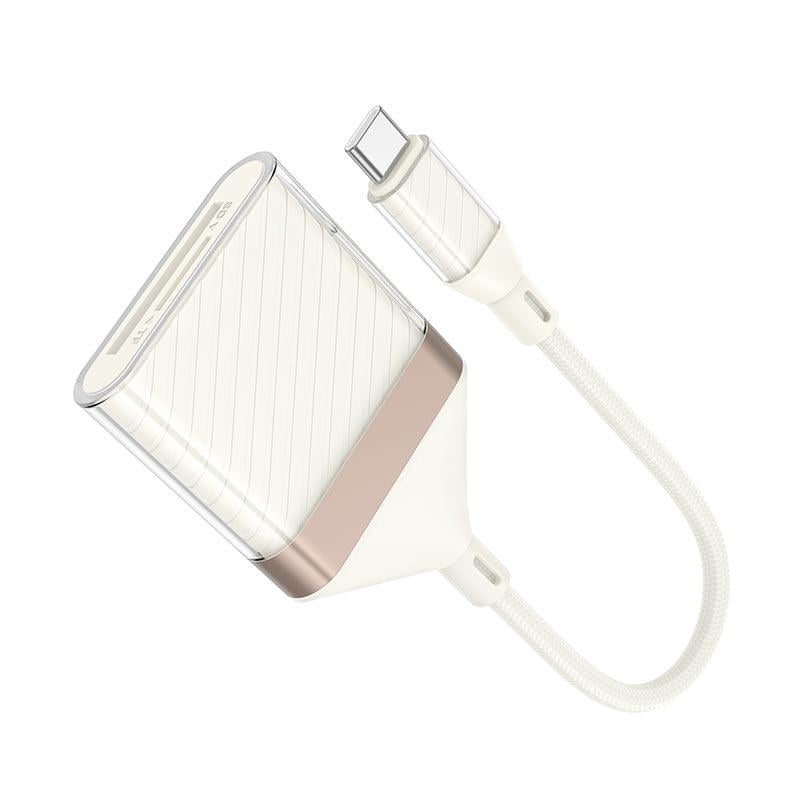 Кардридер Hoco UA40A Crystal TypeC x SD/TF White/Gold (19398) - фото 5 Кардридер Hoco UA40A Crystal TypeC x SD/TF White/Gold (19398) - фото 5