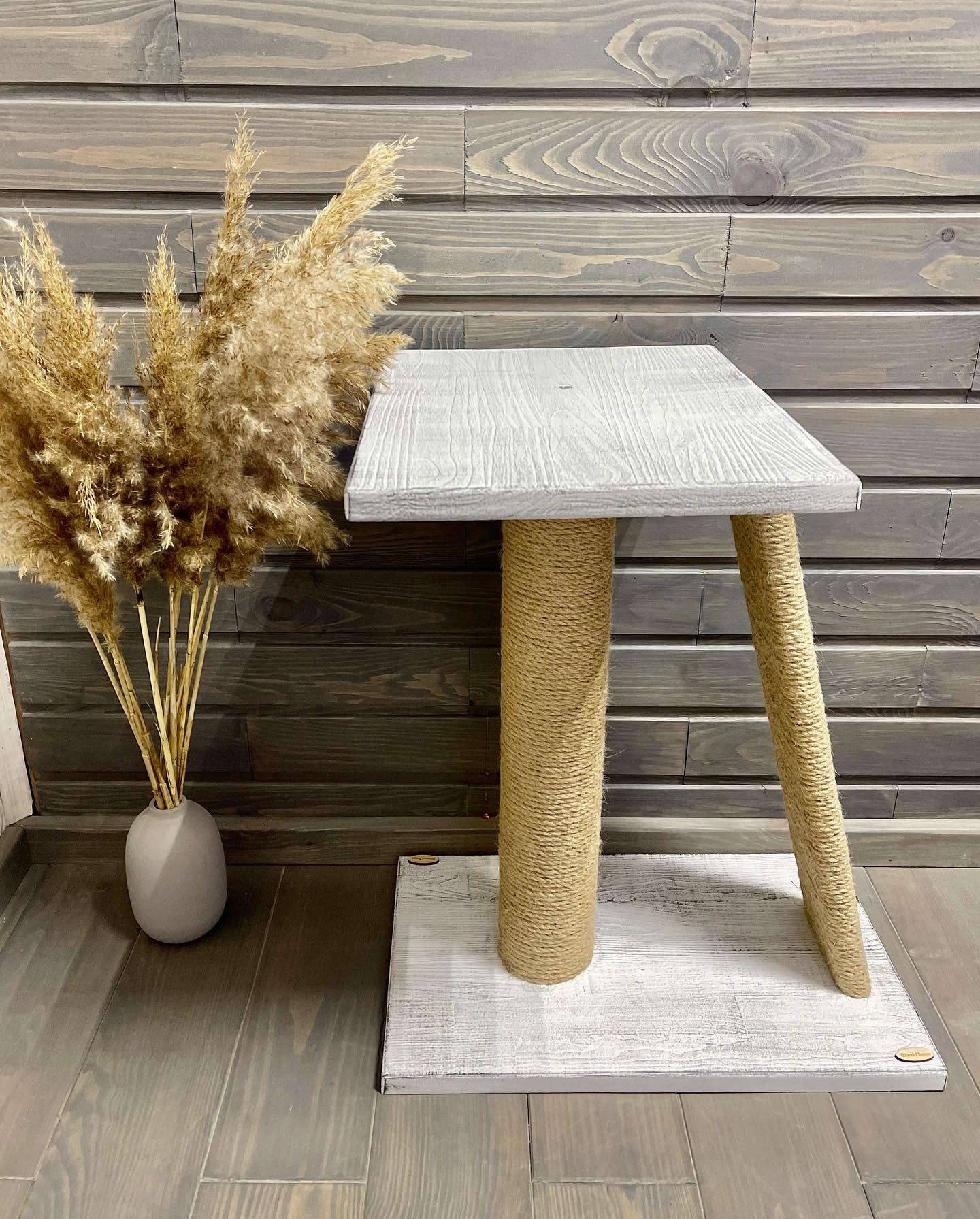 Когтеточка для кошек деревянная 40х50х60 Бело-серый (175)