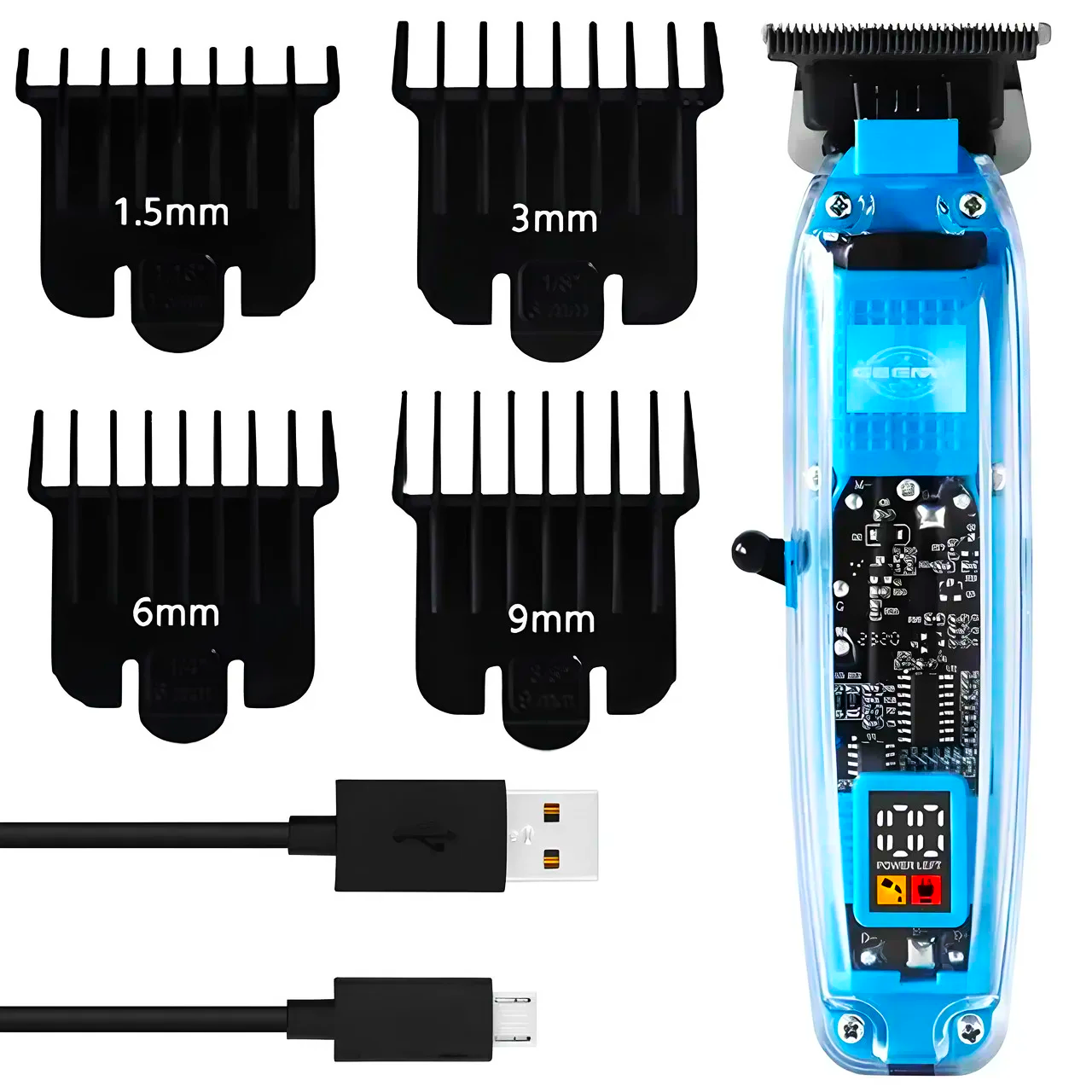 Машинка для стрижки волос GEEMY GM8007 USB с насадками (25604093)