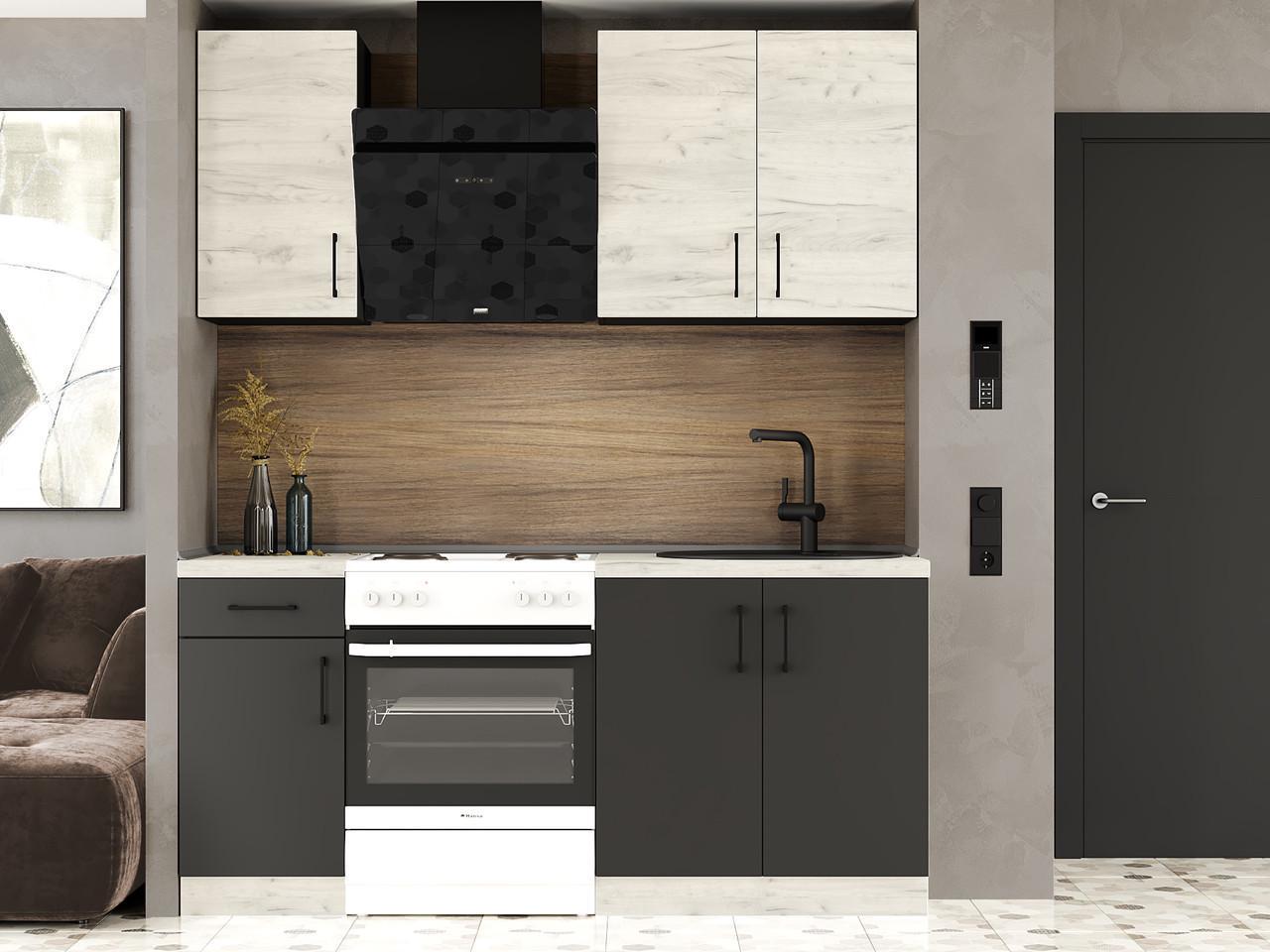 Комплект кухни К-1 Эверест Оптима без столешниц 1,8 м Крафт Белый/Антрацит (ЕК-26002) - фото 5