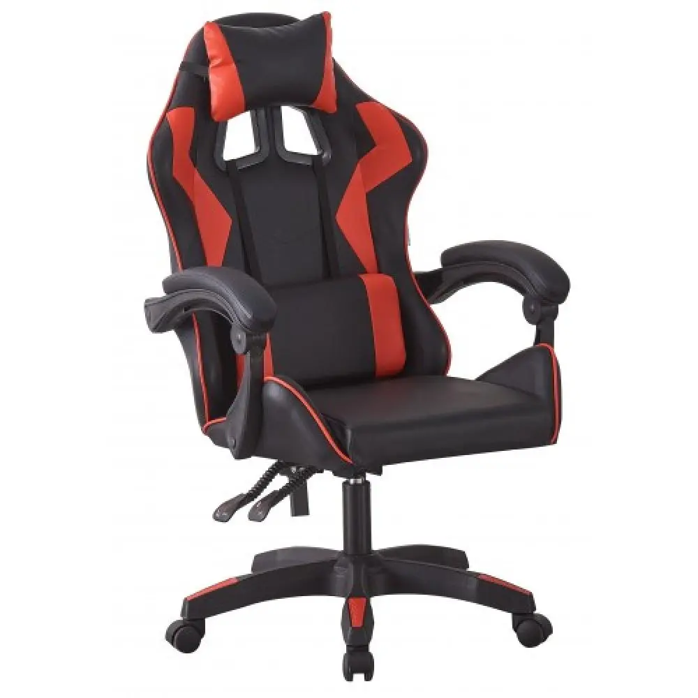 Кресло геймерское Bonro B-0519 на колесиках и с двумя подушками до 150 кг Красный (132-76-42400365)
