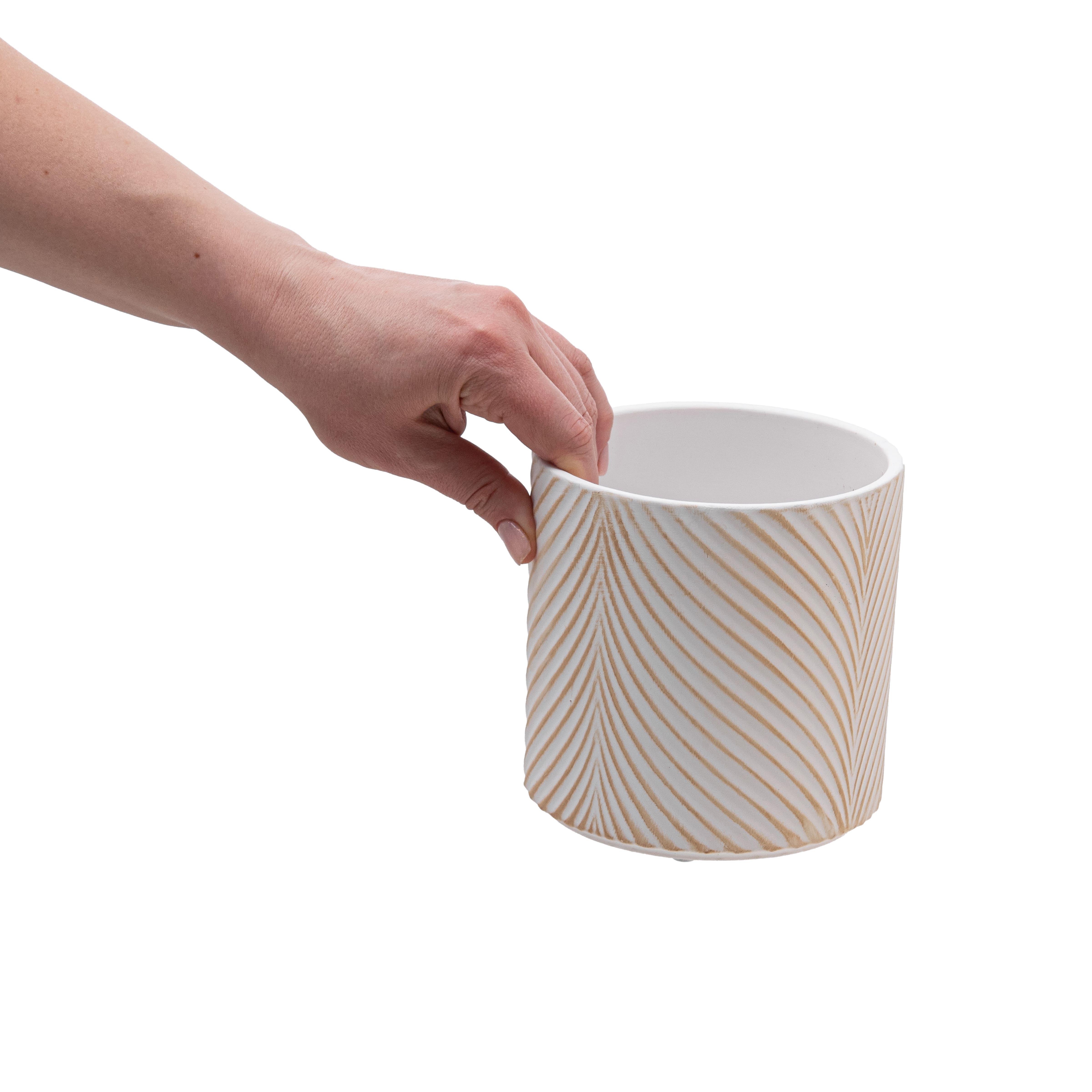 Набор кашпо для цветов керамические elemi Листок круглый 1,3 л/ 2,3 л/ 4,5 л Белый/Бежевый (УТ-00094681) - фото 9