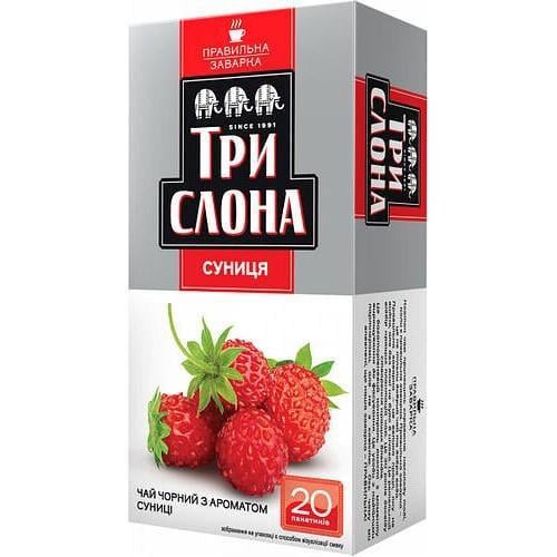 Чай чорний Три Слона Суниця 20 пакетиків х 1,5 г (2313755277)