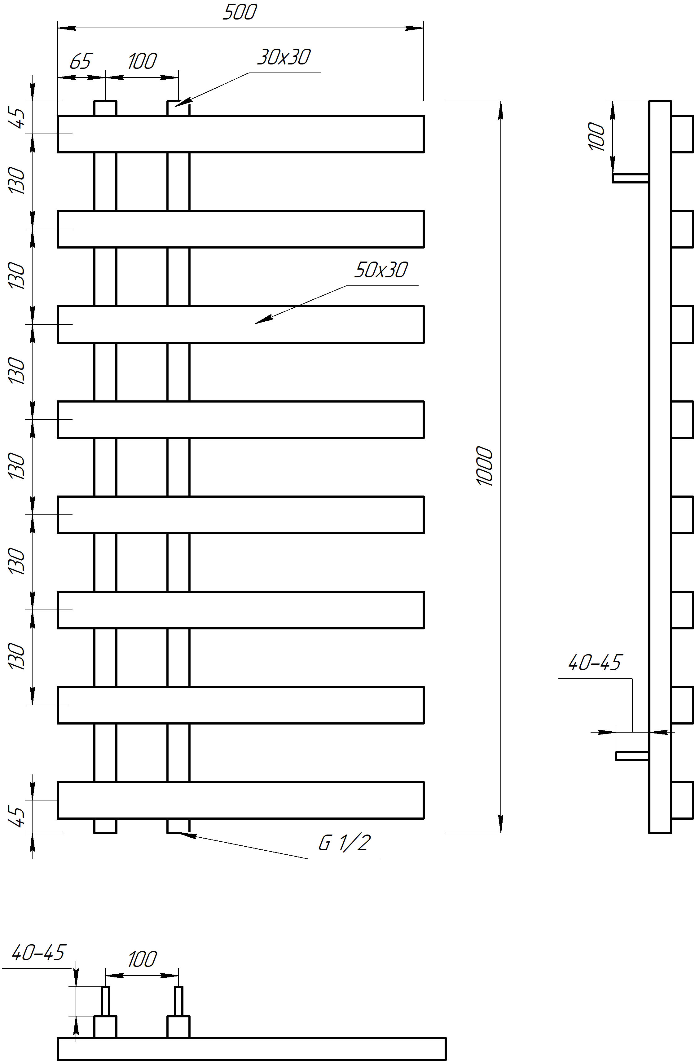 Рушникосушарка водяна Genesis Aqua Split 100x53 см Чорний (2253-1) - фото 6