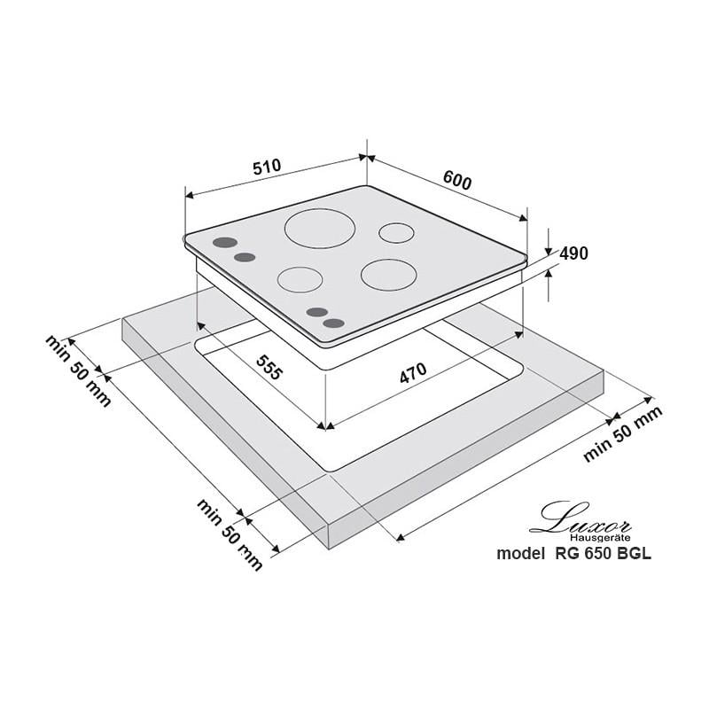 Варильна поверхня Luxor RG 650 BGL SS з підставкою для Wok (22694352) - фото 10