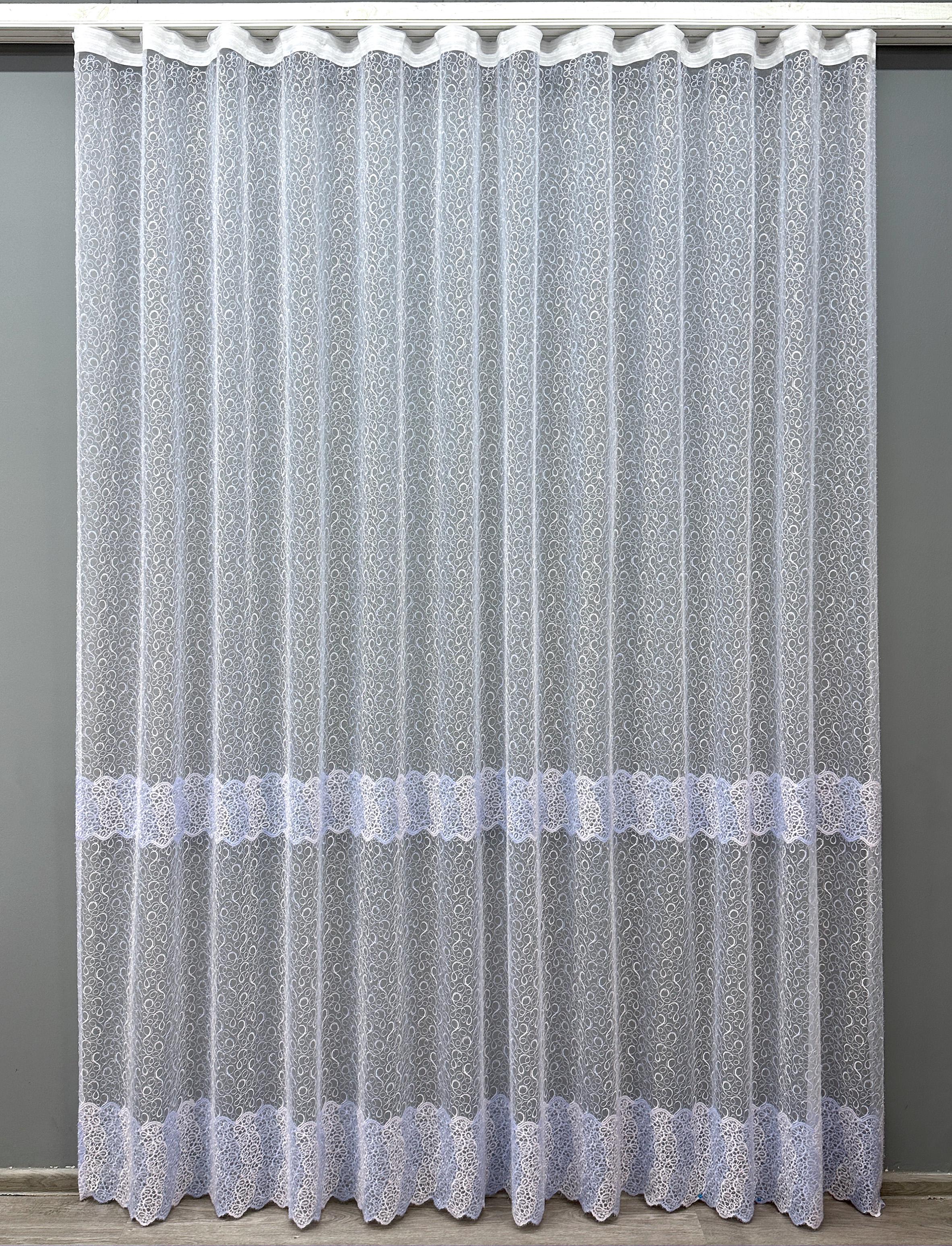 Тюль VR-Textil 1690т Органза с вышивкой и люрексом 300х270 см Голубой/Белый (42-0726)