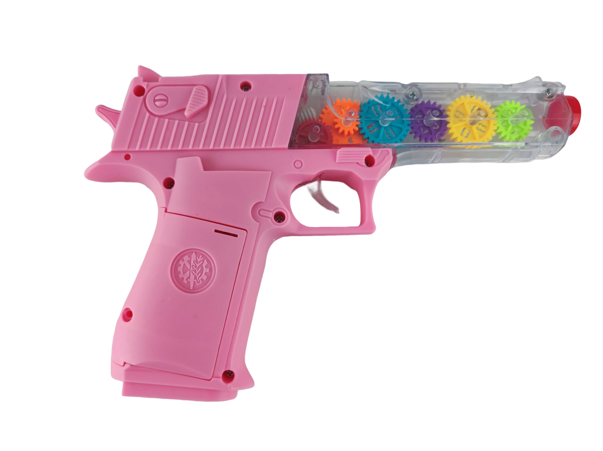Игрушечный пистолет с шестернями в прозрачном корпусе с подстветкой и звуком (133553)