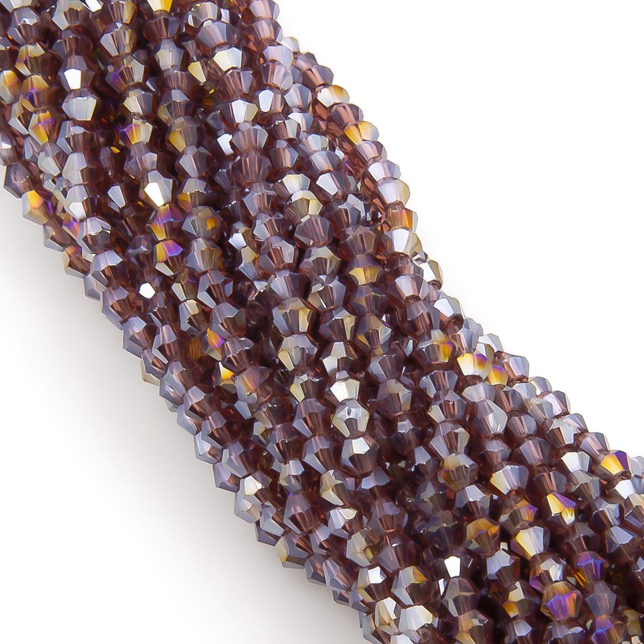 Намистини кришталеві Біконус 3,5х3,2 мм 125 шт. Слива АВ (БІ0003к68)