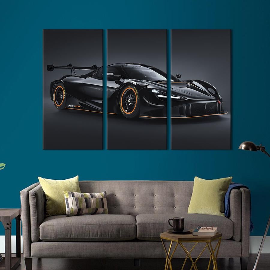 Картина на холсте триптих Гиперкар McLaren 720S 156x100 см (1354-31)
