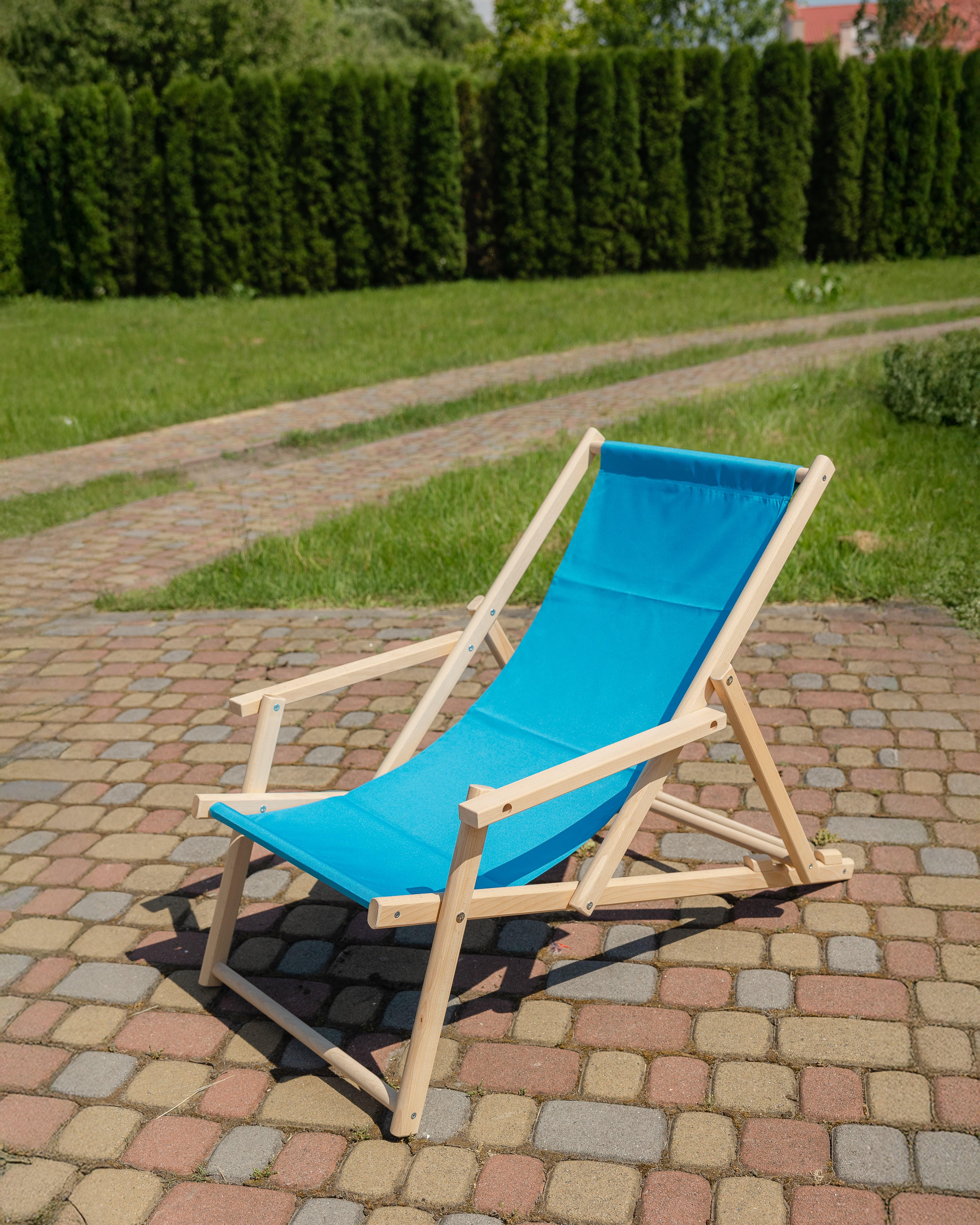 Шезлонг дерев'яний розкладний XRmaster з підлокітниками Блакитний (0002239) - фото 1