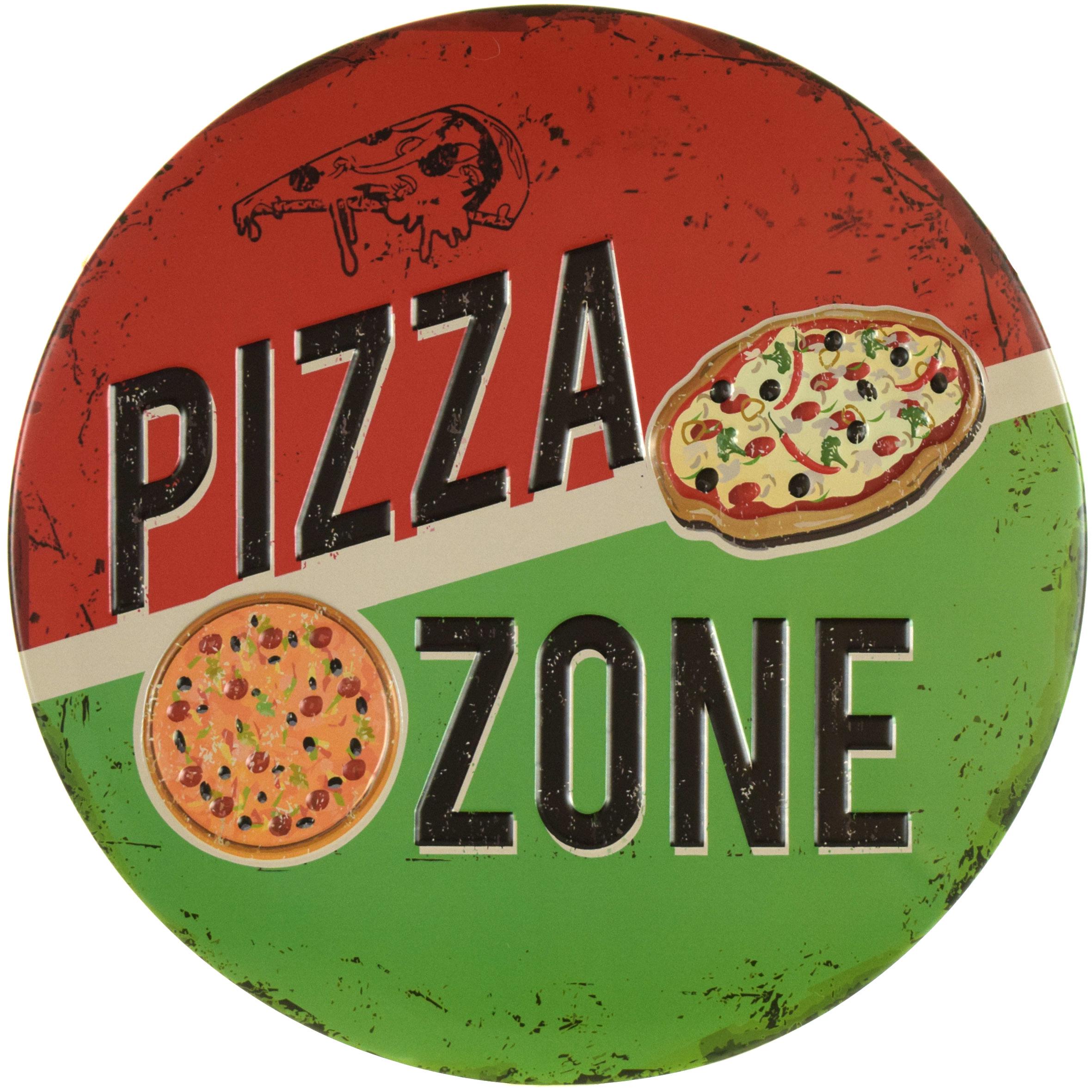 Табличка металлическая Пиццерия/Pizza Zone круглая 30 см