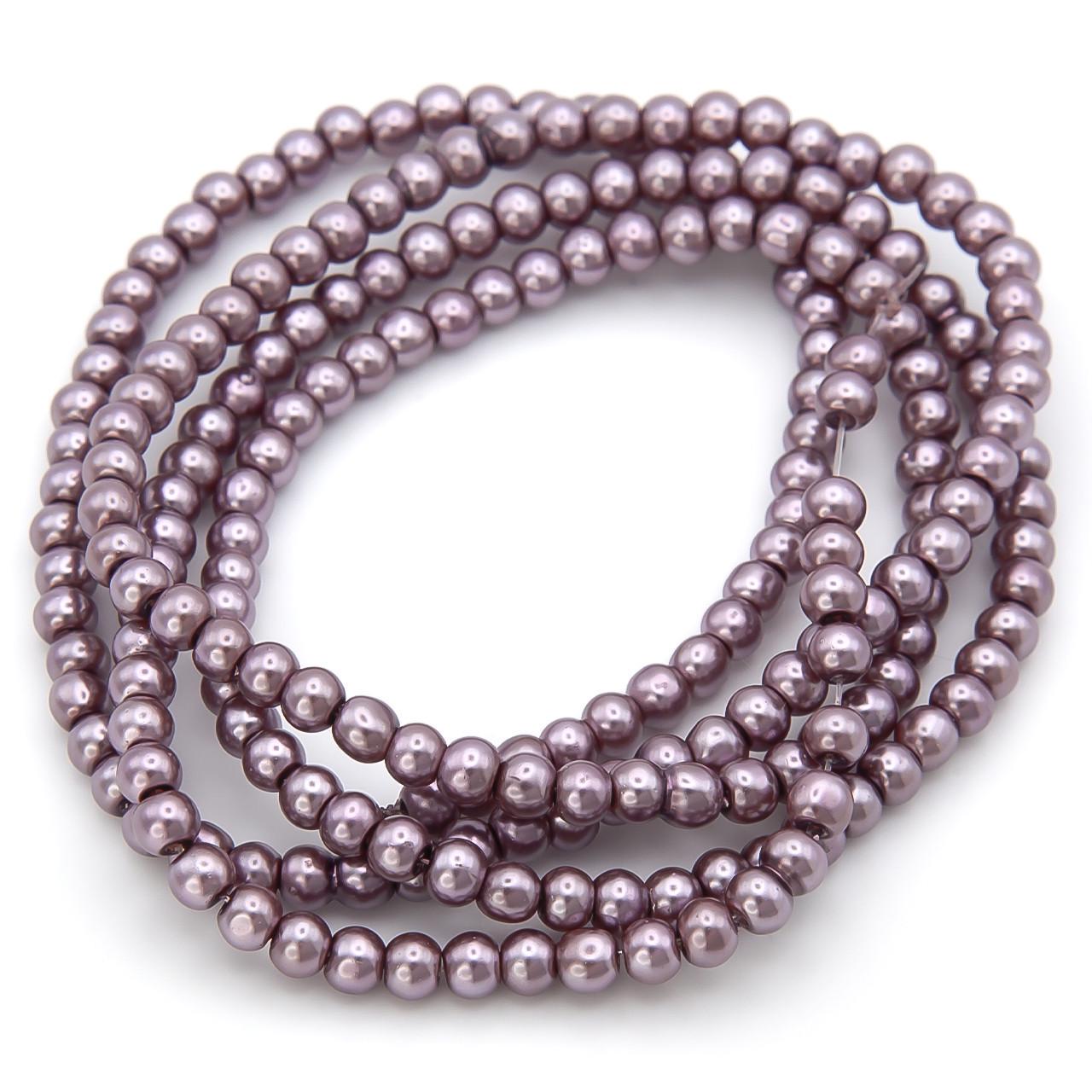 Бусины стеклянные на нитке под жемчуг 3 мм 62 см 215 шт. Коричневый (БЖ0003ш58)