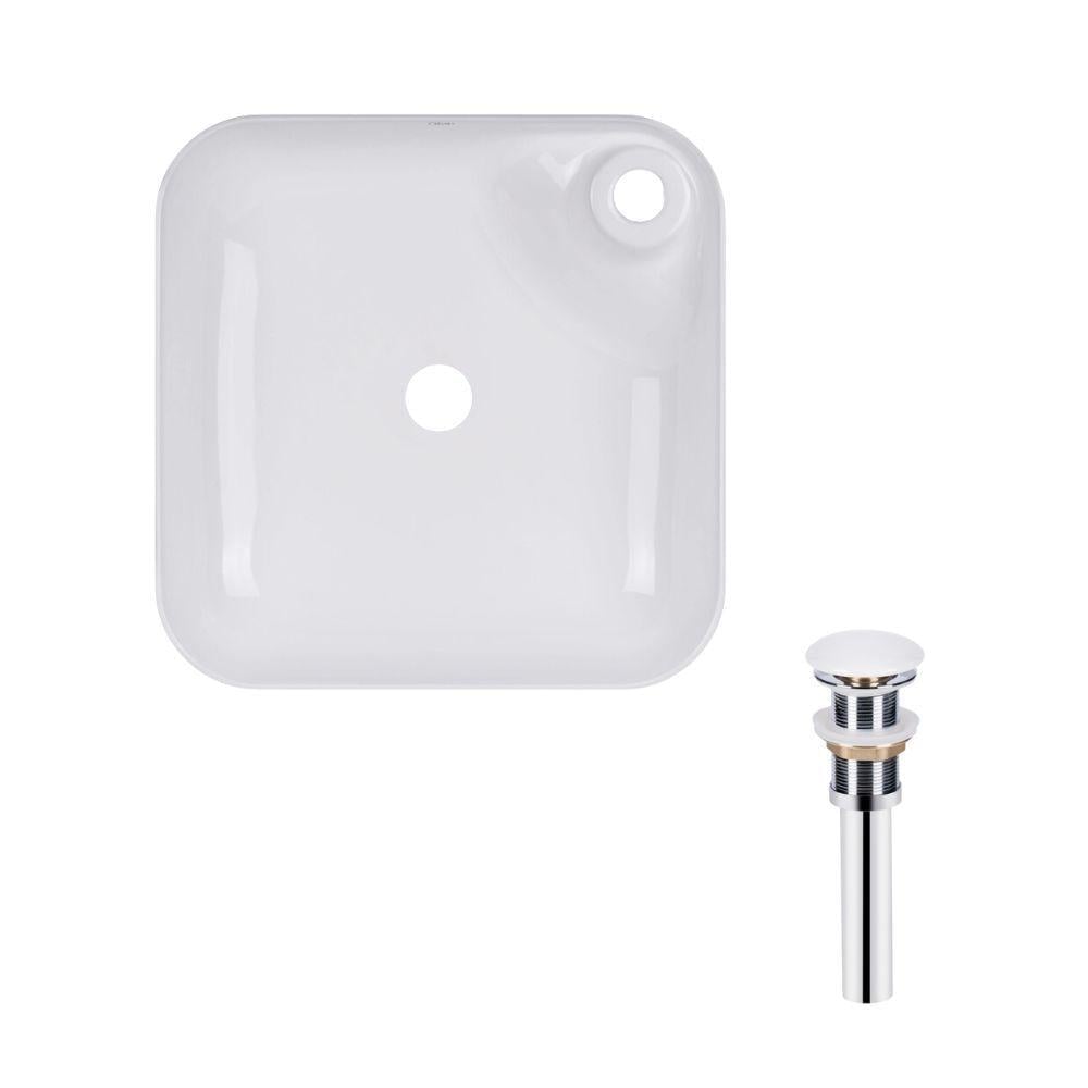 Комплект Qtap Stork раковина накладна квадратна з донним клапаном PU02 430x430x120 мм White (SD00053442)