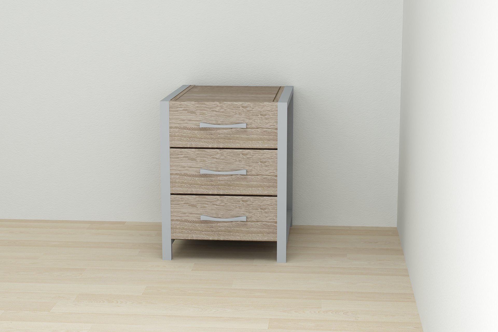 Тумба универсальная Ferrum-decor Вивьен 3 ДСП 16 мм 50x41x40 см Серый/Дуб Сонома Трюфель (FRD-104199)