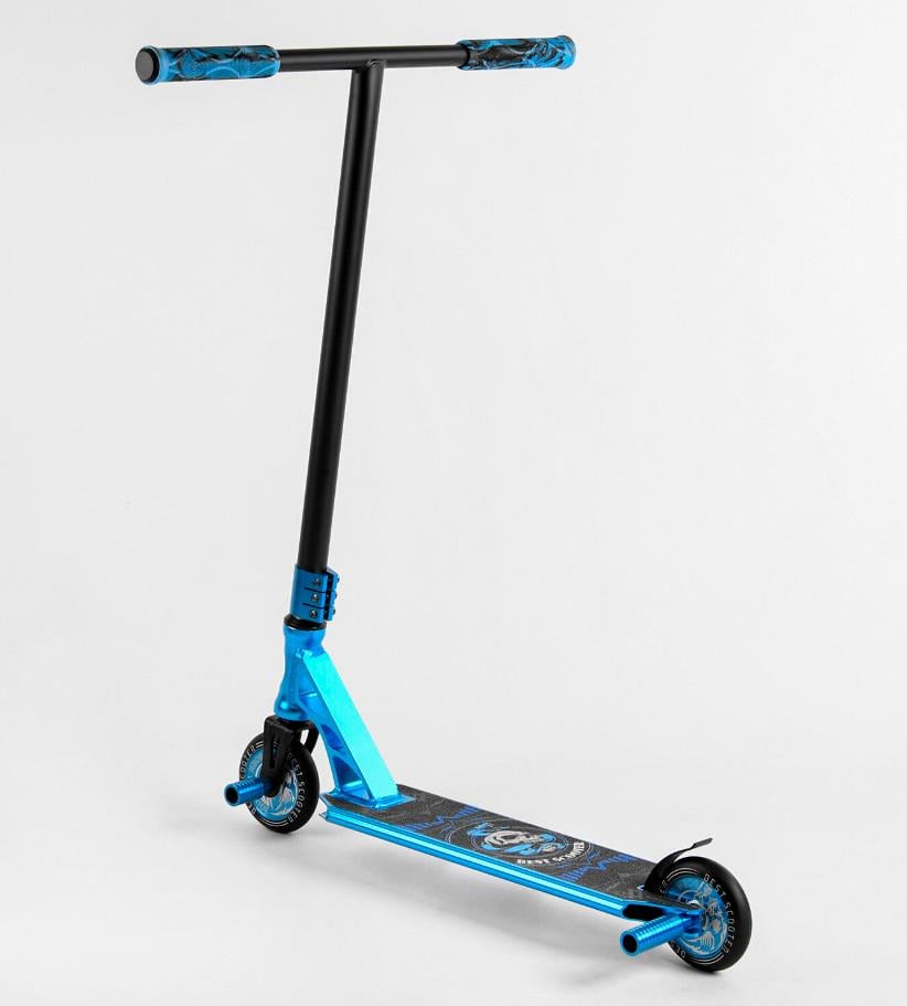 Самокат трюковый Best Scooter HIC система анодированное окрашивание колеса 110 мм Черный с голубым (908901)