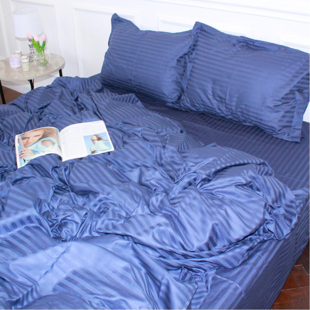 Комплект постельного белья MirSon 30-0020 satin-stripe семейный 160х220 см Smoky Blue (215751)