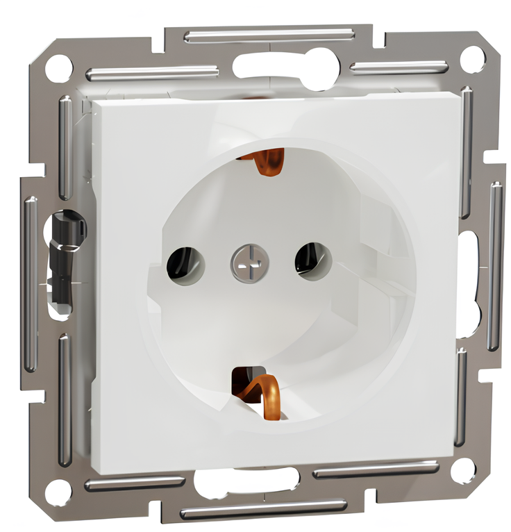 Розетка одинарна Schneider Asfora із заземленням без рамки Білий (000007153)