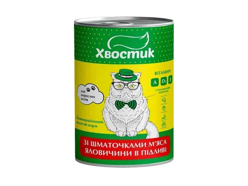 Корм для кошек Хвостик полнорационный для взрослых с кусочками 415 г (986478)