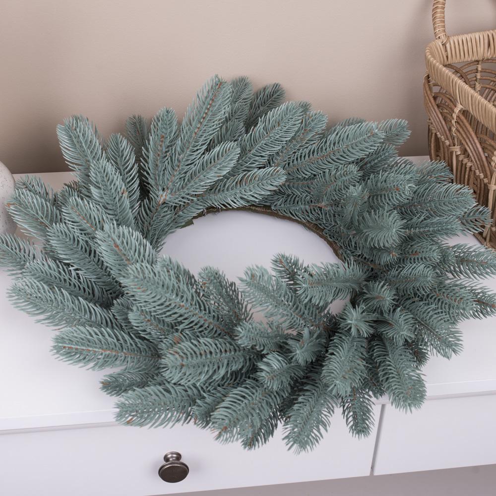 Вінок з ялини преміум 45 см Блакитний (3921-2) - фото 4 Вінок з ялини преміум 45 см Блакитний (3921-2) - фото 4