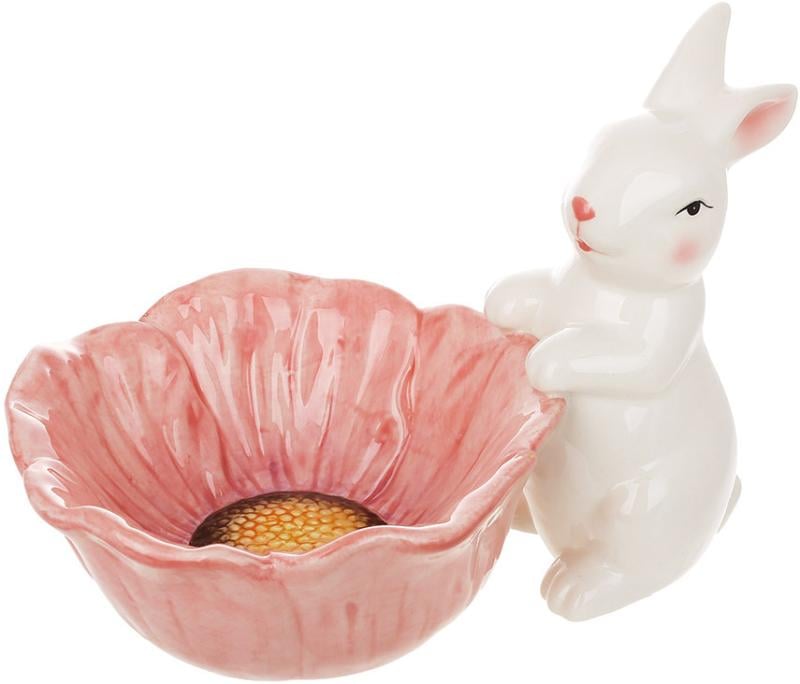 Пиала керамическая зайка с цветком 670 мл