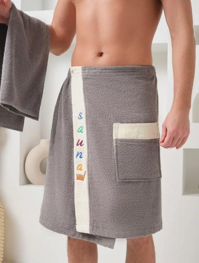 Набор полотенец мужских для сауны Махра Серый (2226882005) - фото 2