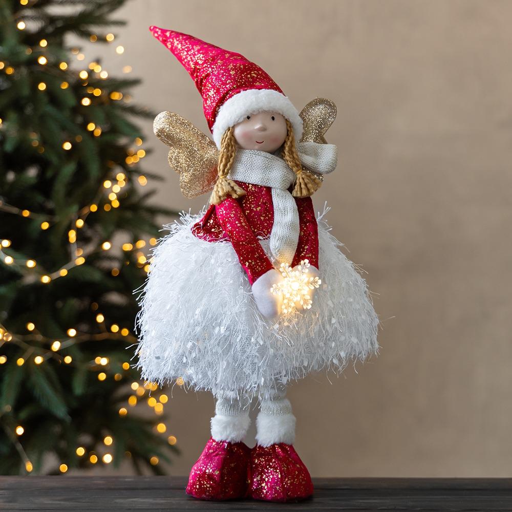 Фигурка телескопическая с подсветкой Девочка-гномик в красном 70 см (9241-009)