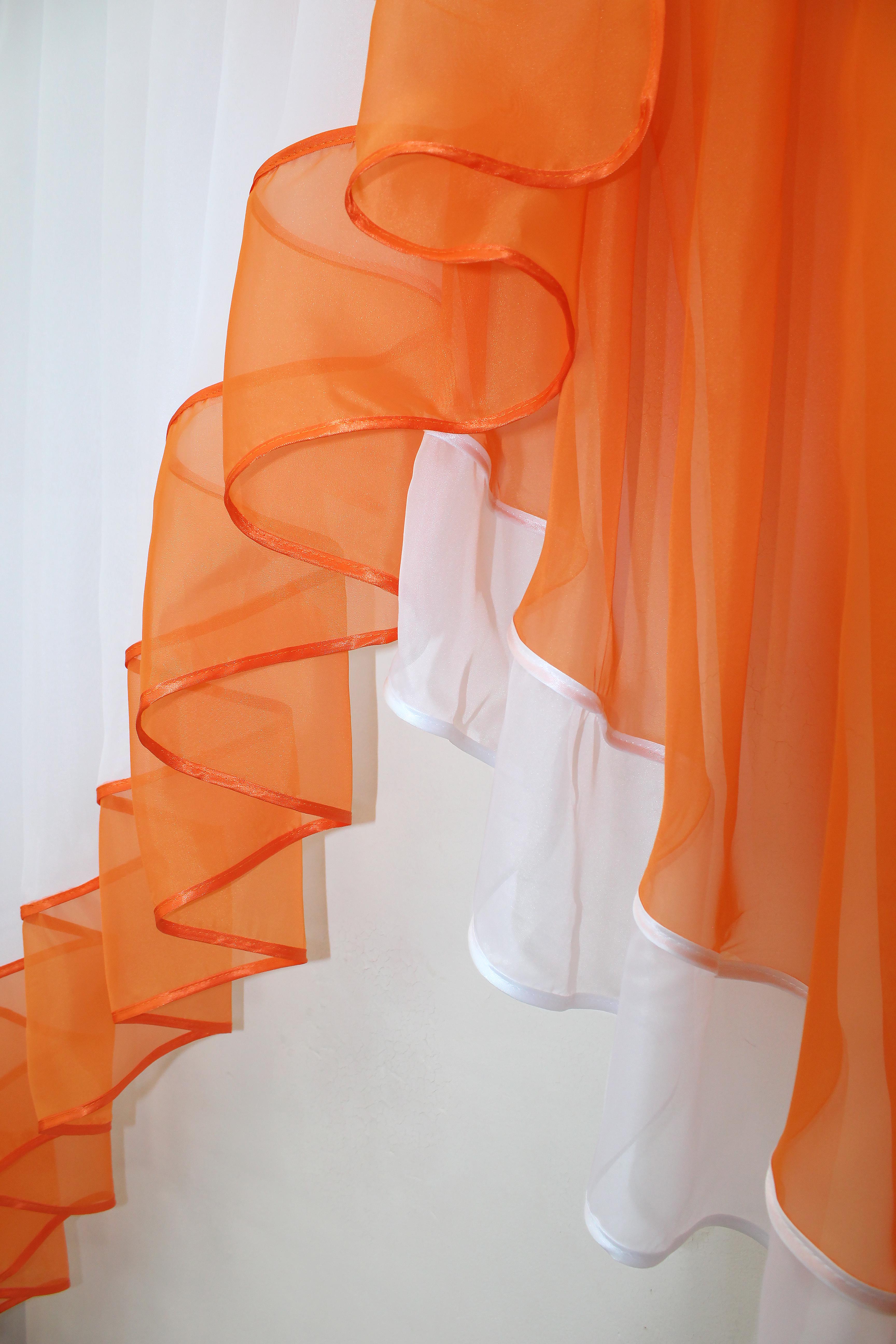 Занавеска кухонная VR-Textil № 023к 150х150 см Белый/Оранжевый (52-0406) - фото 5