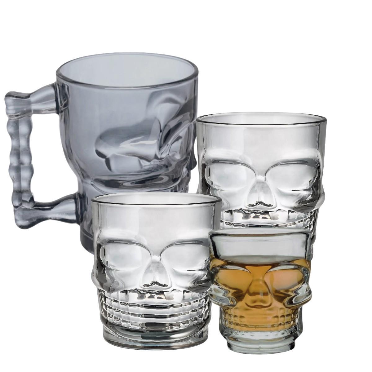 Набор бокалы для пива стаканы и рюмки KITUA Череп 18 предметов Grey - фото 2 Набор бокалы для пива стаканы и рюмки KITUA Череп 18 предметов Grey - фото 2