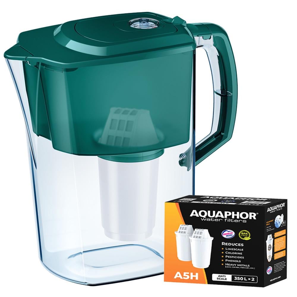 Фильтр-кувшин Аквафор Атлант два модуля А5Н жесткость Темно-зеленый (1859284539)