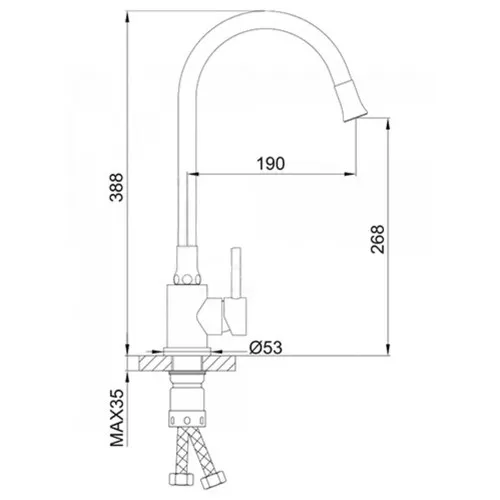Змішувач для кухні Wezer EKO4E-01 з гнучким виливом Чорний (SQ-1044071) - фото 2 Змішувач для кухні Wezer EKO4E-01 з гнучким виливом Чорний (SQ-1044071) - фото 2