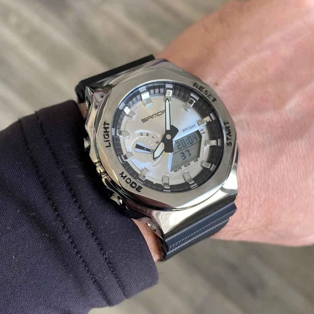 Наручные часы мужские Sanda военный кварцевый водонепроницаемый с подсветкой стальной (3167) - фото 9 Наручные часы мужские Sanda военный кварцевый водонепроницаемый с подсветкой стальной (3167) - фото 9