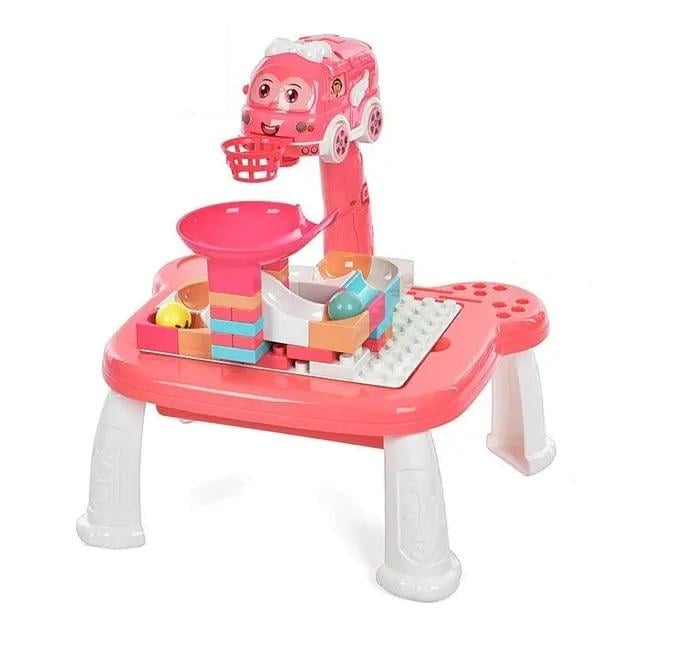 Столик дитячий з проєктором Block Table фломастери/конструктор/альбом Pink (156046)
