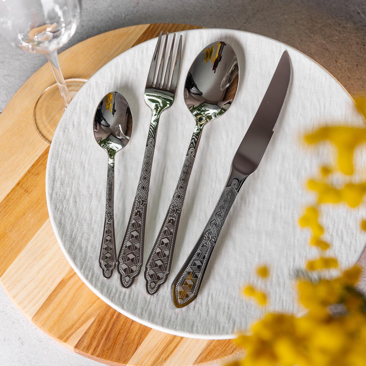 Набор столовых приборов на 6 персон 24 предмета Серебреный (25905615) - фото 11