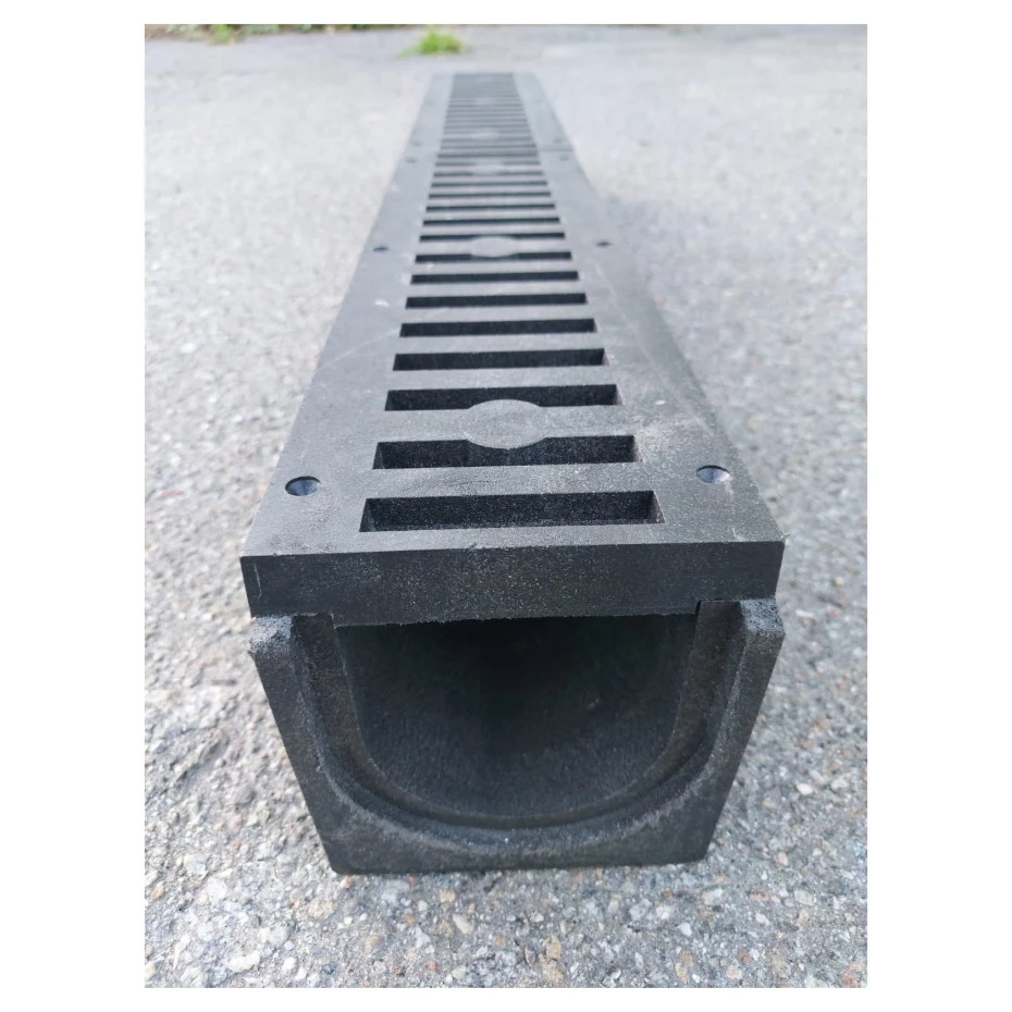 Комплект водовідводу Україна НФ-00000210 глибокий 1000x140x145 мм А15 з чорними решітками (AKD54485) - фото 6