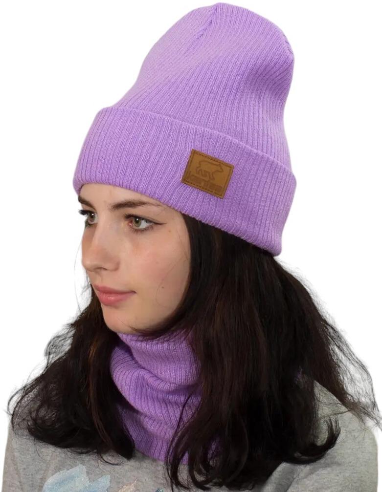 Шапка Лопата с отворотом и снуд с подкладкой Фиолетовый (2139888722)