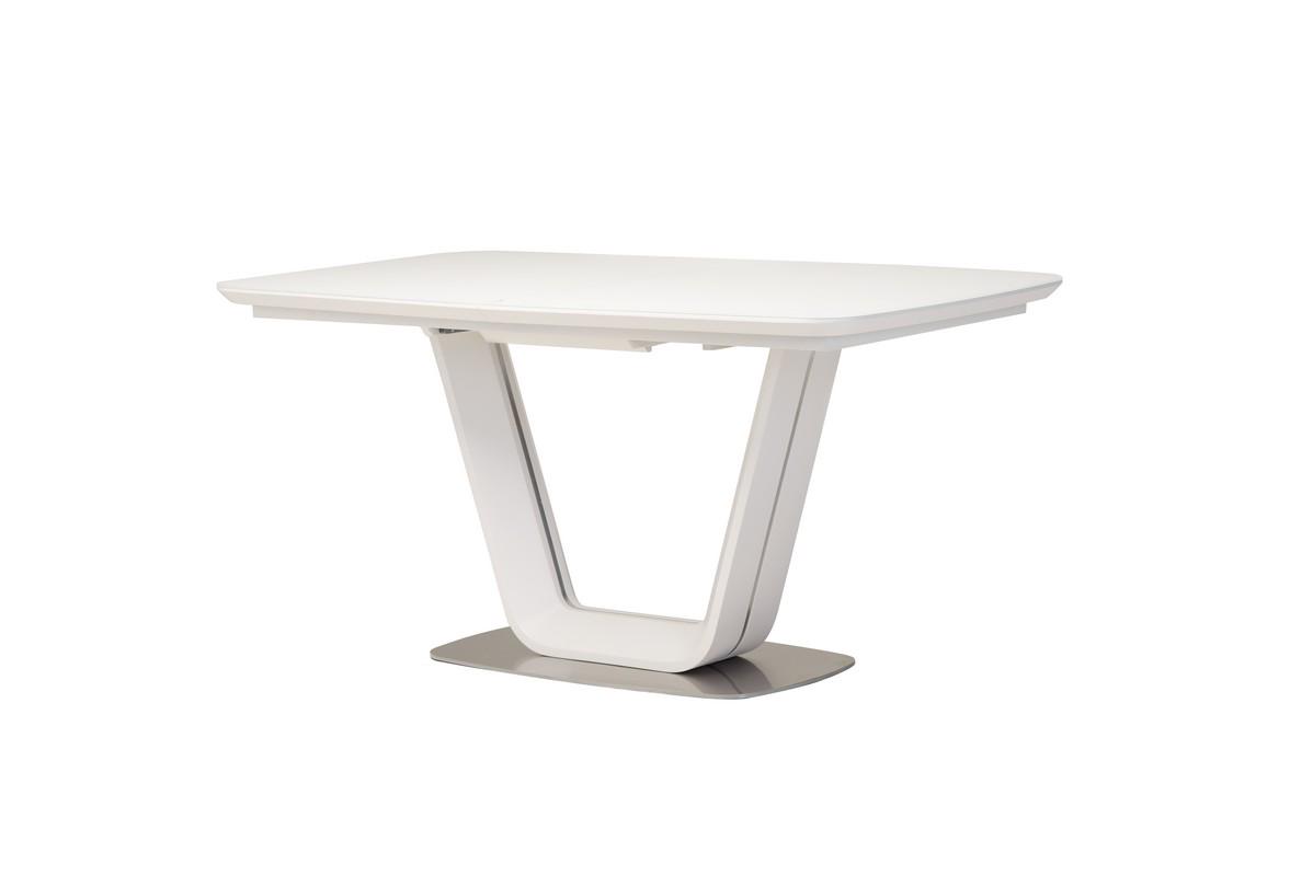 Стол раскладной обеденный для кухни, гостиной, столовой Vetro Mebel TML-770 МДФ/каленое стекло/металл цвет белый матовый