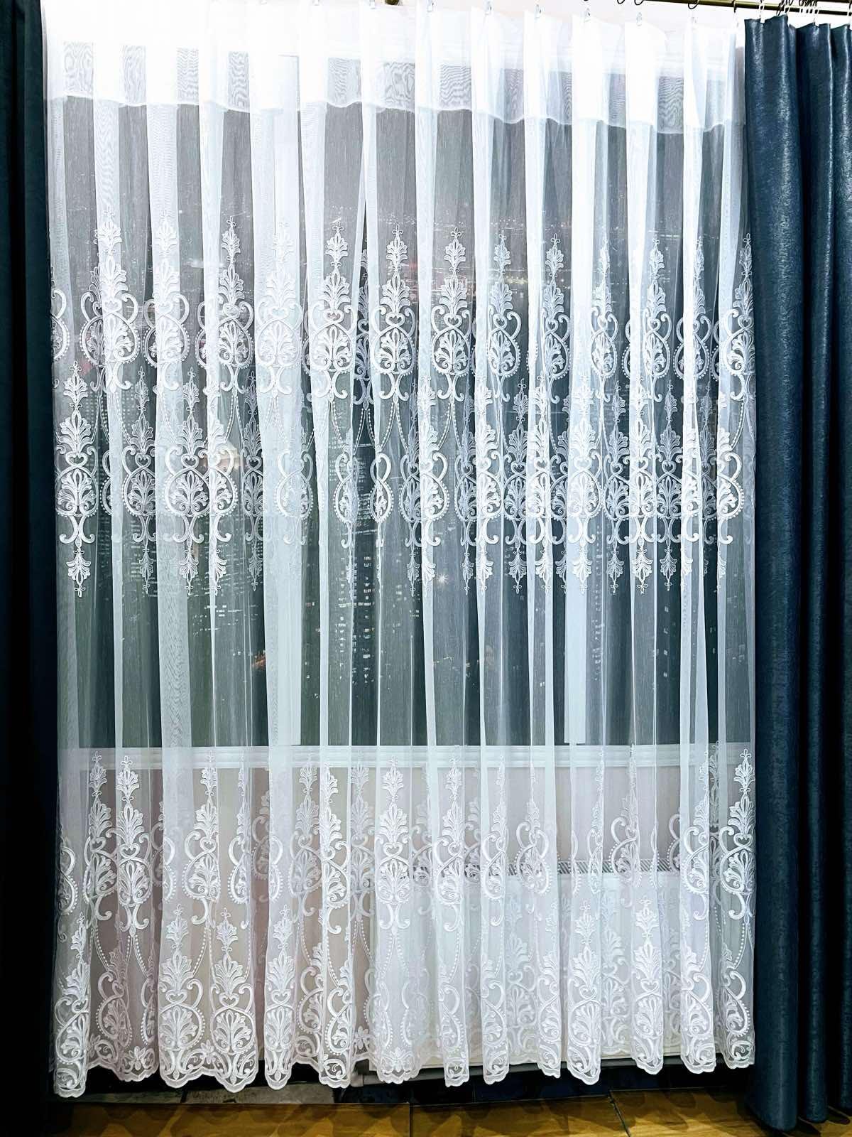 Тюль бамбук з вишивкою 3х2,7 м 1 шт. Білий (2829) - фото 3 Тюль бамбук з вишивкою 3х2,7 м 1 шт. Білий (2829) - фото 3