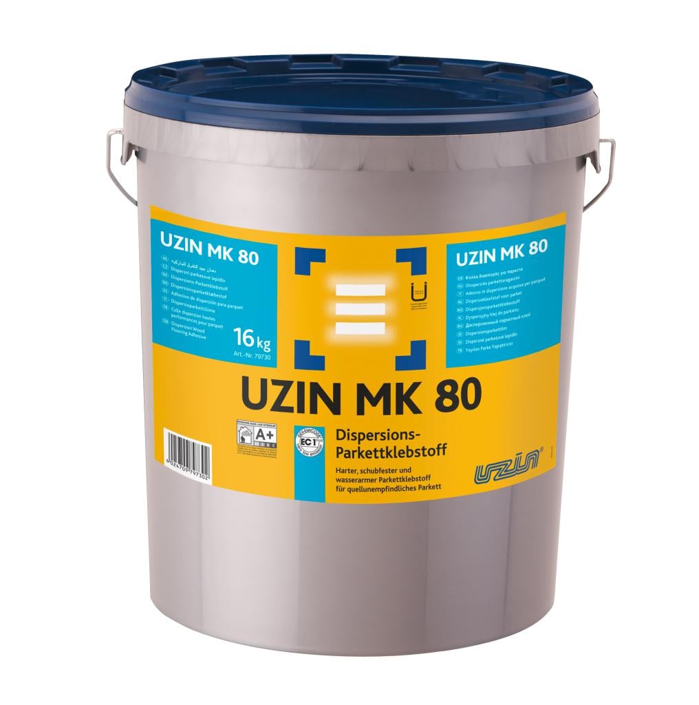 Клей для стійкого до розбухання паркету UZIN MK 80 1-K STP-клеї твердий стійкий до зсуву паркетний 16 кг