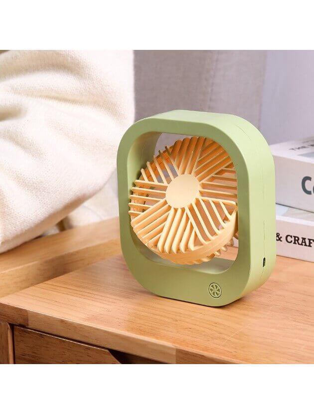 Вентилятор настольный аккумуляторный DianDi Fashion Fan SQ 2177A с USB-зарядкой Салатово-желтый (11344997) - фото 3