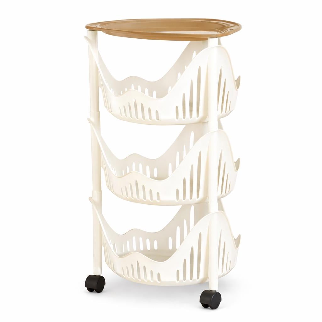 Етажерка на коліщатах CUCINOTTO з 3 полицями 40x64,5 см Сіро-бежевий (4139)