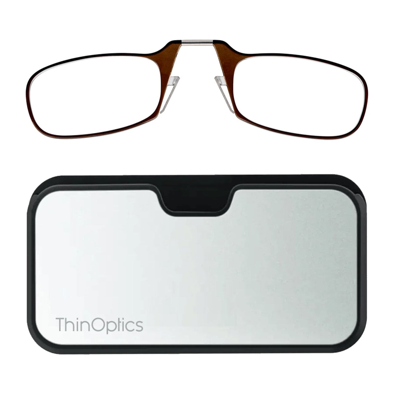 Очки для чтения Thinoptics с классическим серебряным чехлом/диоптрий +1,50 Коричневый (1.5BRMUP)