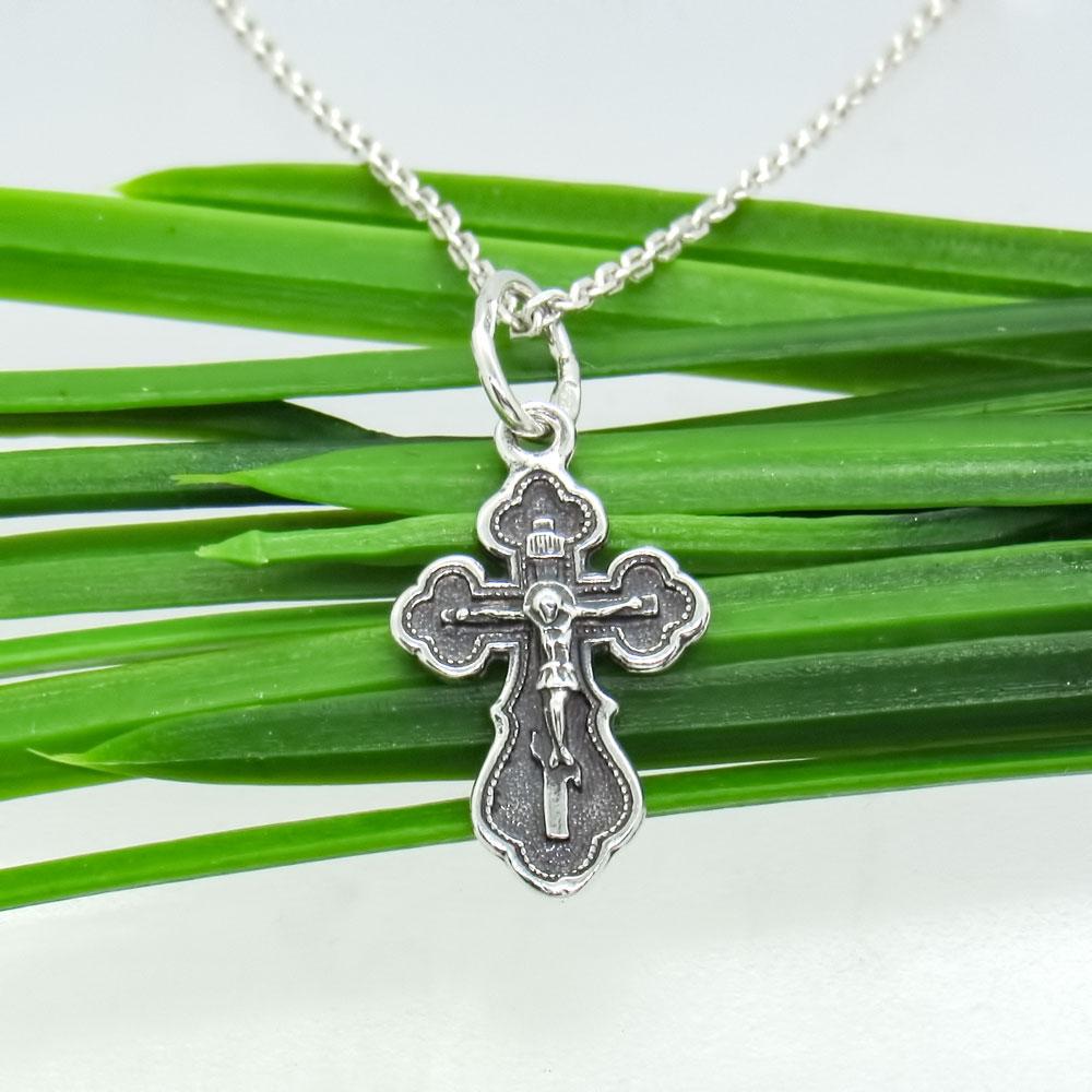 Срібний християнський підвіс Хрестик маленький 2 (1137275257) - фото 4