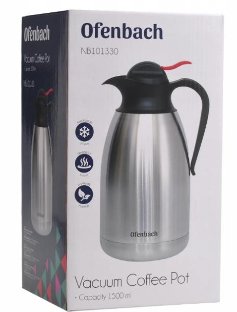 Термос конференционный с пластиковой крышкой и ручкой Ofenbach КМ-101330 из нержавеющей стали 1500 мл Стальной (150-84-101330) - фото 3 Термос конференционный с пластиковой крышкой и ручкой Ofenbach КМ-101330 из нержавеющей стали 1500 мл Стальной (150-84-101330) - фото 3